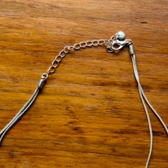 Tubular Smooth Double Rope Necklace Silver Tone Moveable Pendants - Picture 10 of 15